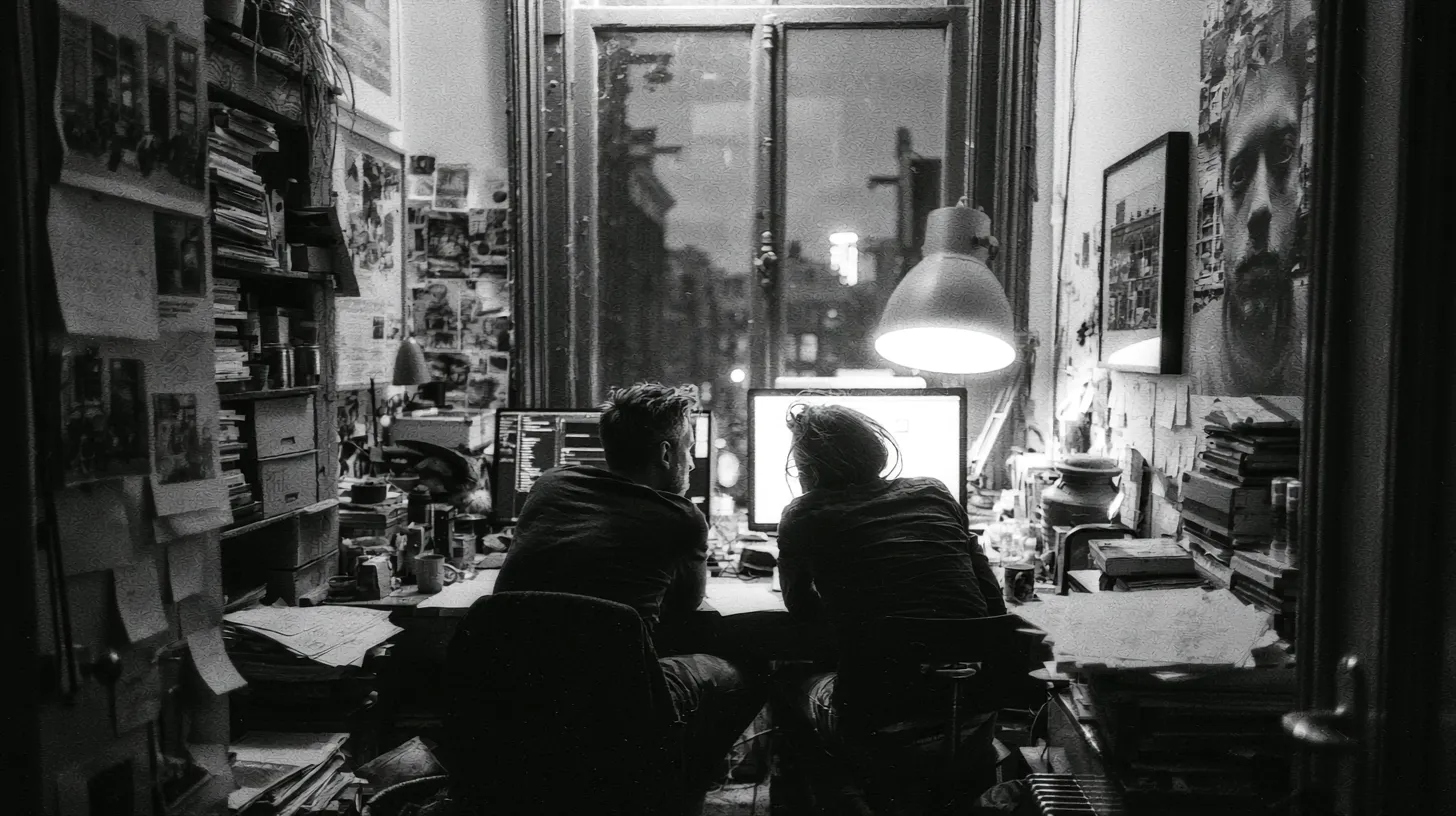 The Amsterdam night workshop — two founders at their screens