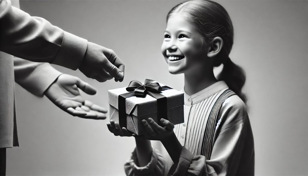 Girl receiving a gift